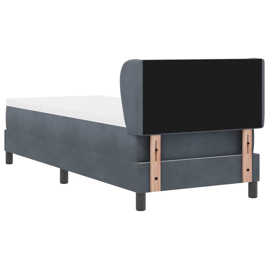 Lit à ressorts avec matelas Gris foncé 80 x 200 cm Velours - XIOS