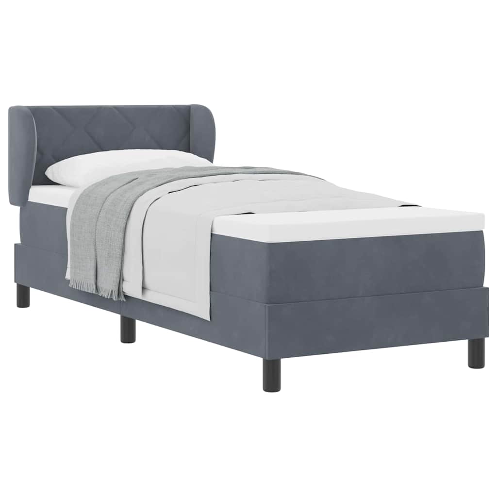 Lit à ressorts avec matelas gris foncé 80x200 cm en velours - XIOS