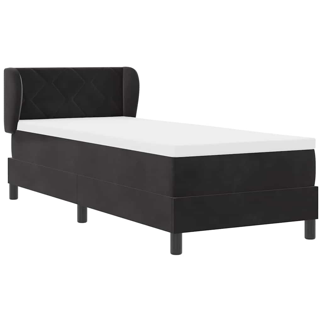 Lit à ressorts avec matelas gris foncé 80x200 cm en velours - XIOS