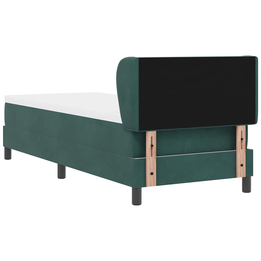 Lit à ressorts avec tête de lit Vert foncé 80 x 200 cm Velours