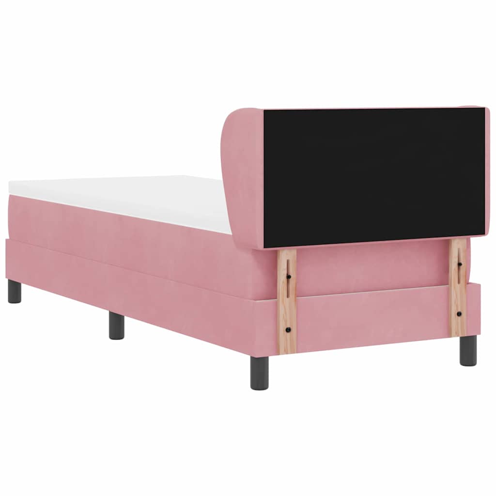 Lit à ressorts avec tête de lit Rose 80 x 200 cm Velours