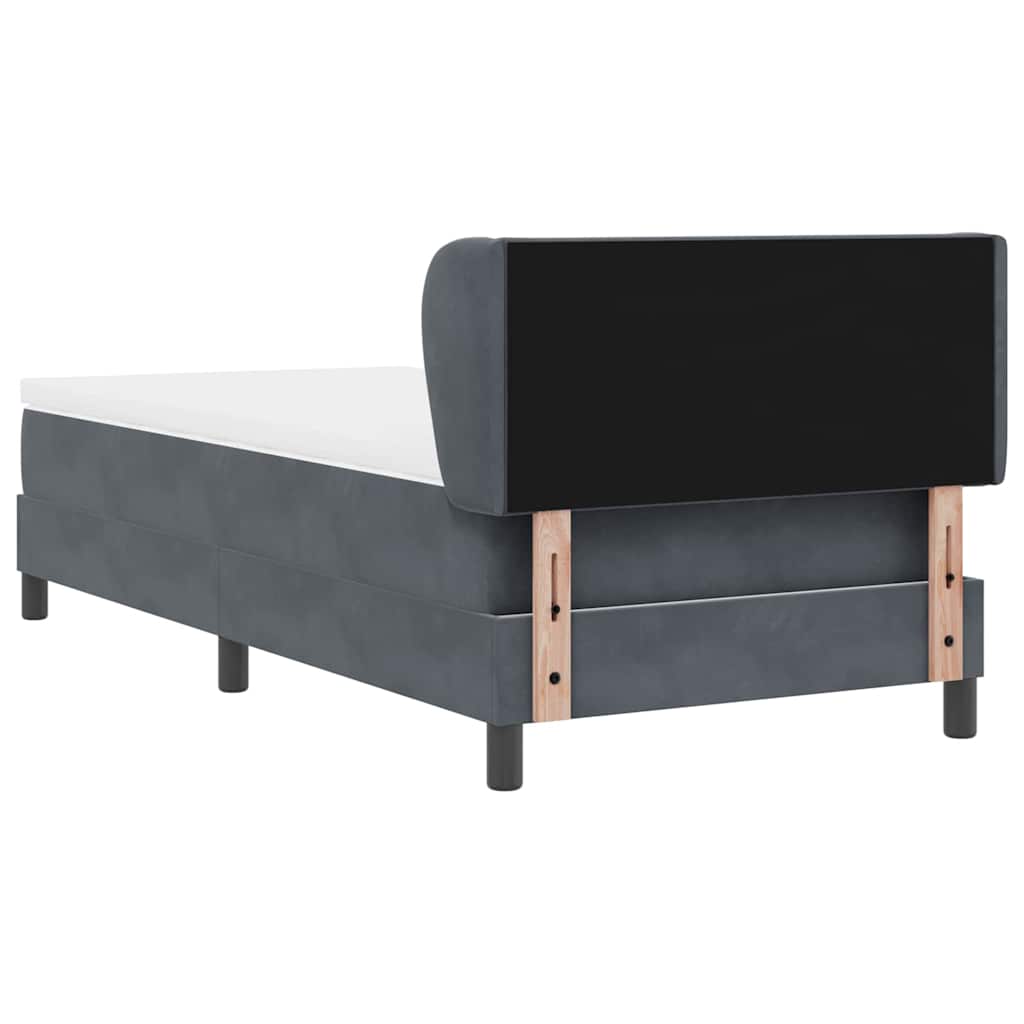 Lit à ressorts avec tête de lit Gris foncé 90 x 190 cm Velours - XIOS