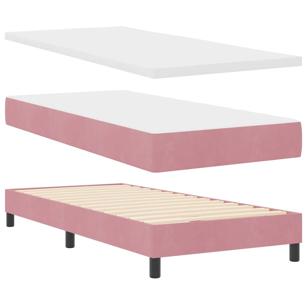 Lit à ressorts avec matelas gris foncé 80x200 cm en velours - XIOS
