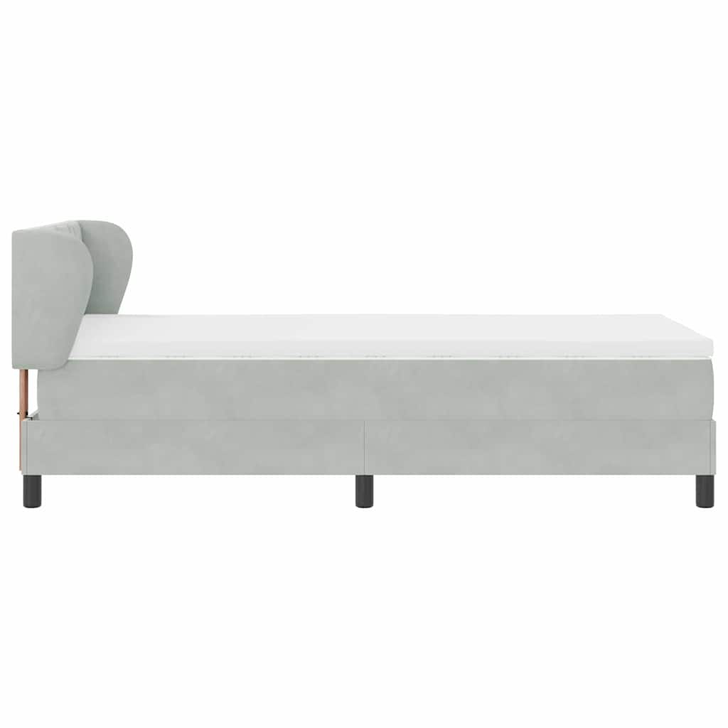 Lit à ressorts avec tête de lit Gris clair 90 x 200 cm Velours - XIOS