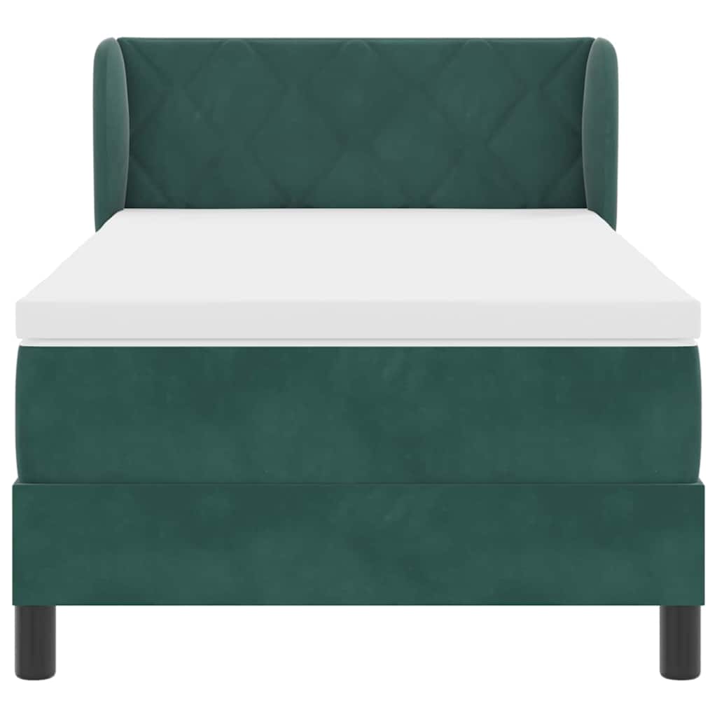 Lit à ressorts avec tête de lit Vert foncé 90 x 200 cm Velours - XIOS