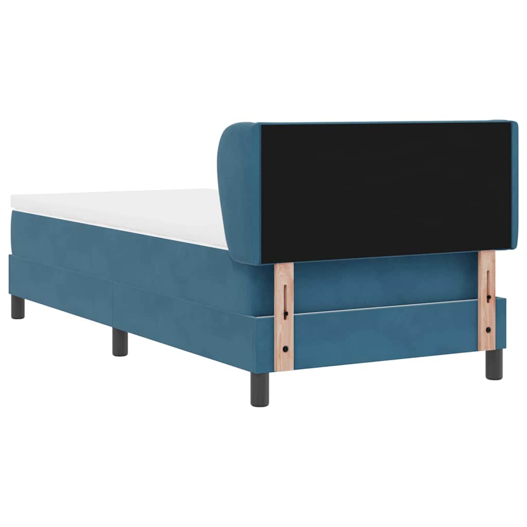 Lit à ressorts avec tête de lit Bleu foncé 90 x 200 cm Velours - XIOS