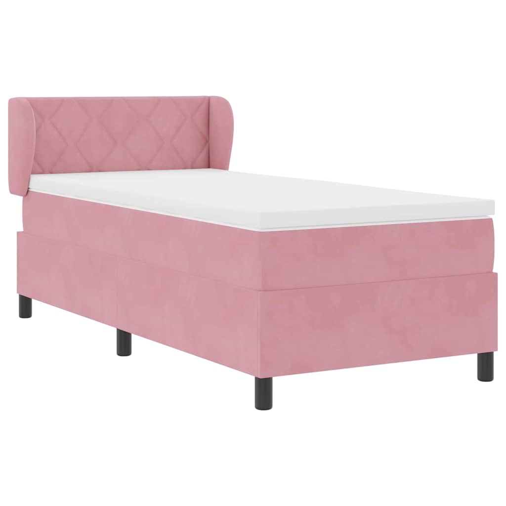 Lit à ressorts avec tête de lit Rose 90 x 200 cm Velours - XIOS