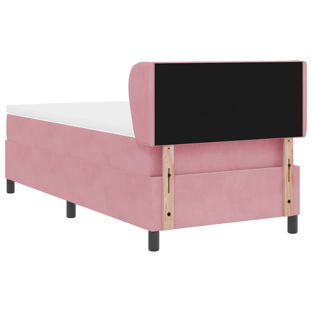 Lit à ressorts avec tête de lit Rose 90 x 200 cm Velours - XIOS