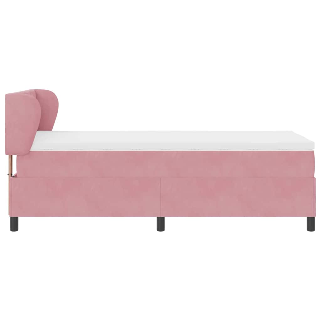 Lit à ressorts avec tête de lit Rose 90 x 200 cm Velours - XIOS