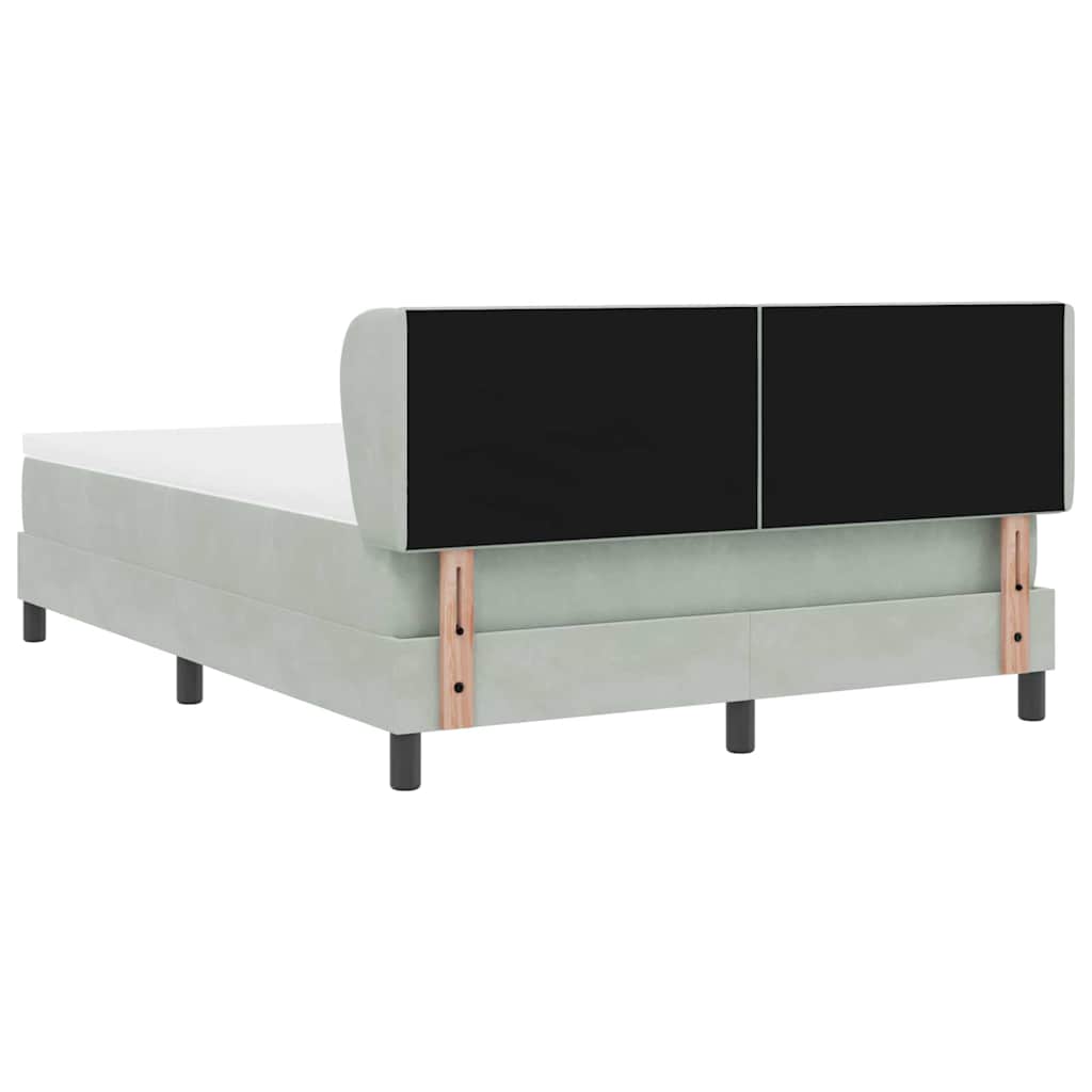 Lit à ressorts avec tête de lit Gris clair 140 x 190 cm Velours - XIOS