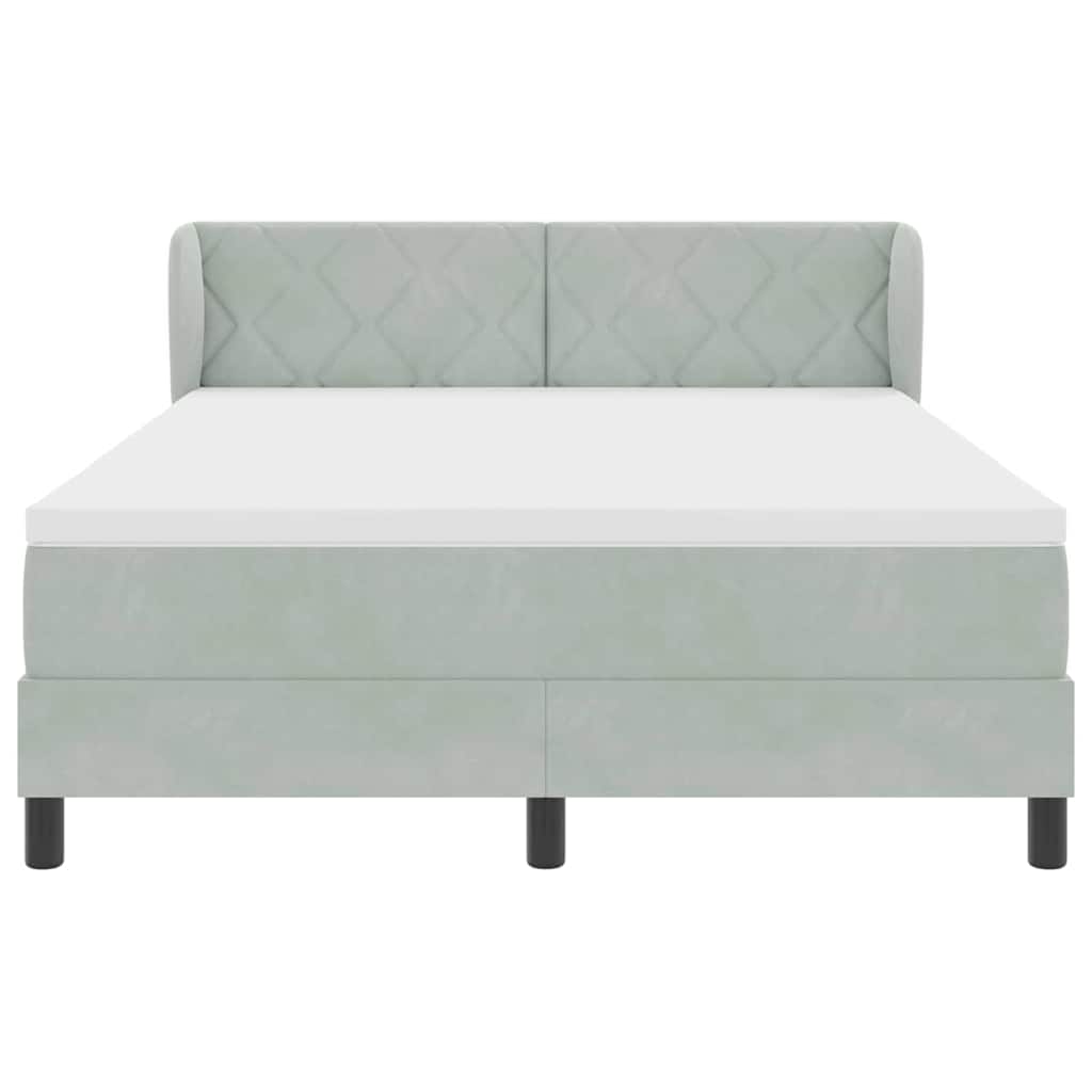 Lit à ressorts avec tête de lit Gris clair 140 x 190 cm Velours - XIOS
