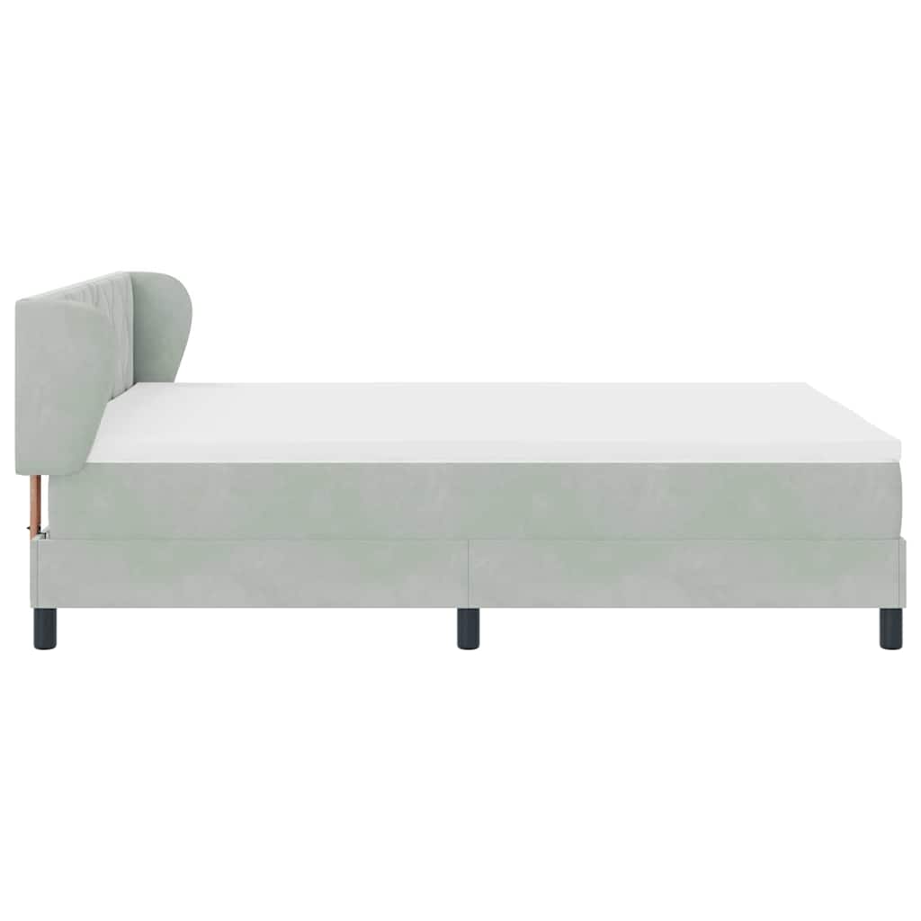 Lit à ressorts avec tête de lit Gris clair 140 x 190 cm Velours - XIOS