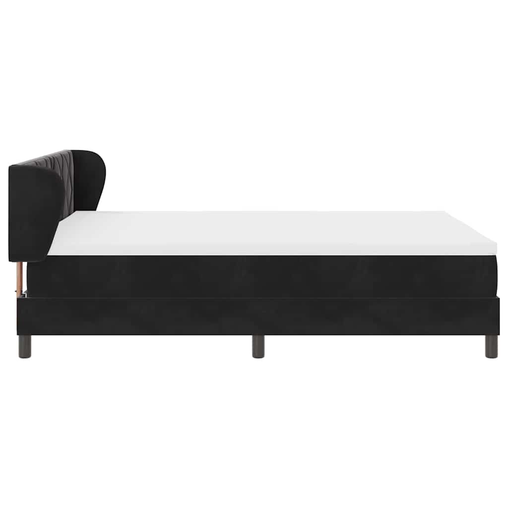 Lit à ressorts avec tête de lit Noir 140 x 190 cm Velours - XIOS