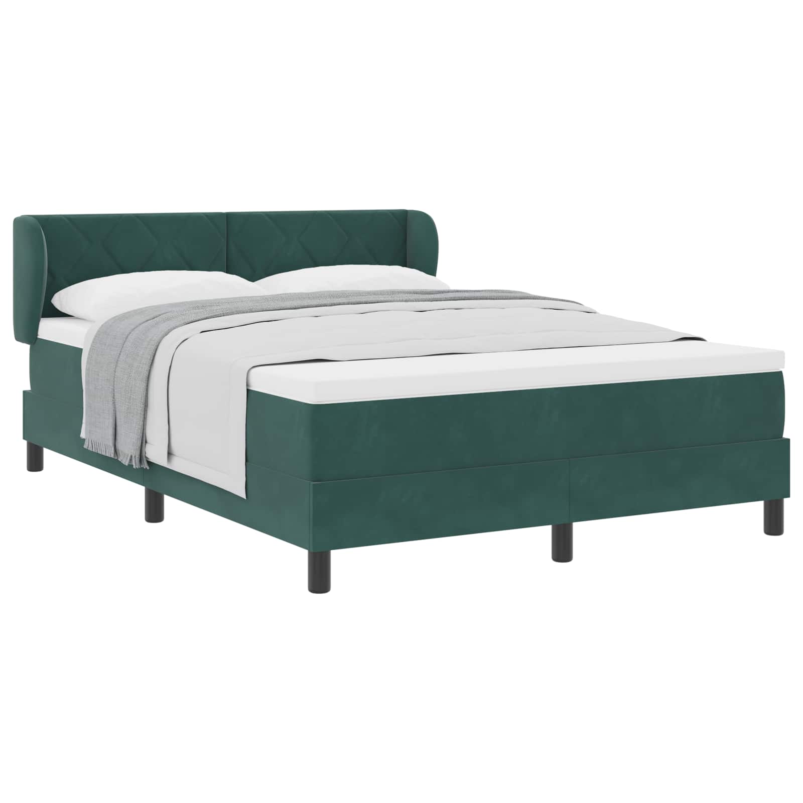 Lit à ressorts avec tête de lit Vert foncé 140 x 190 cm Velours - XIOS