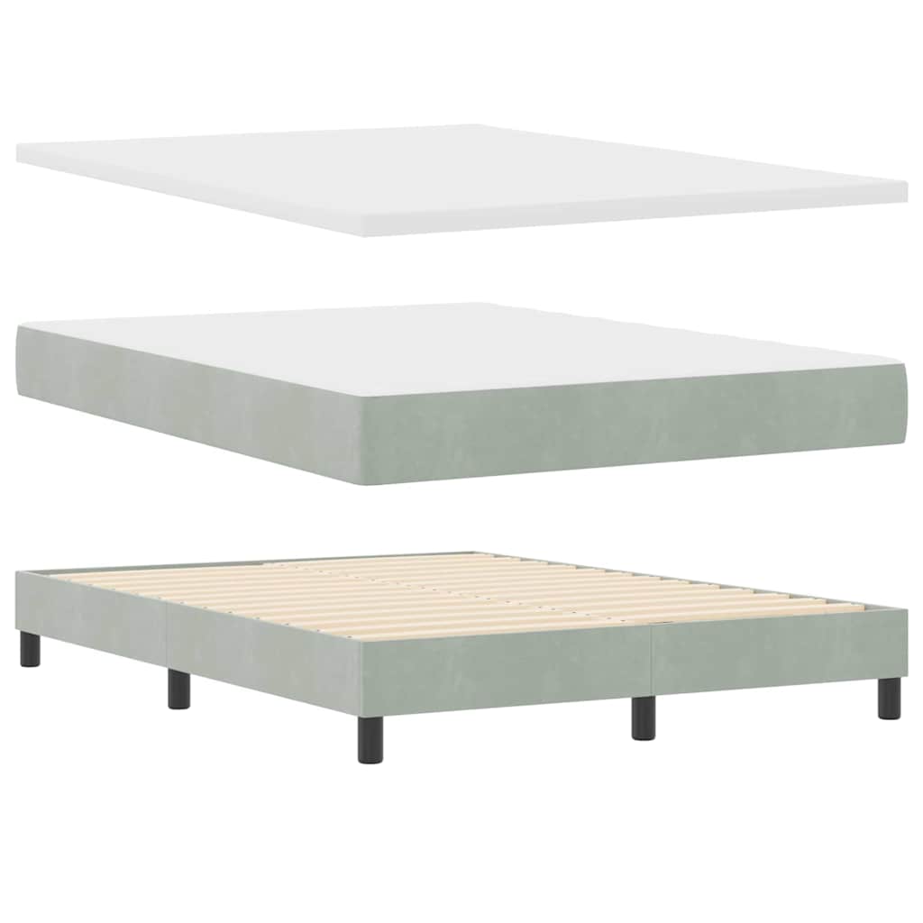 Lit à ressorts avec matelas gris foncé 80x200 cm en velours - XIOS