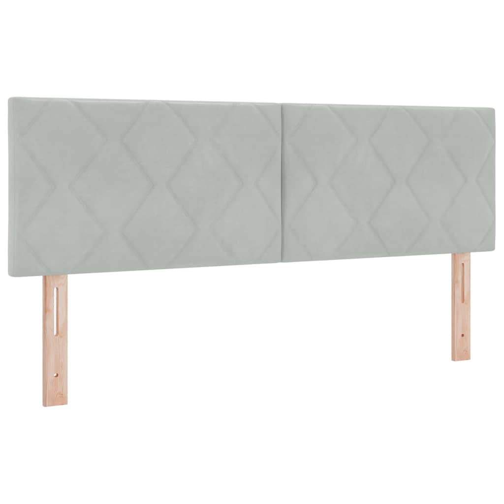 Lit à ressorts avec tête de lit Gris clair 140 x 200 cm Velours - XIOS