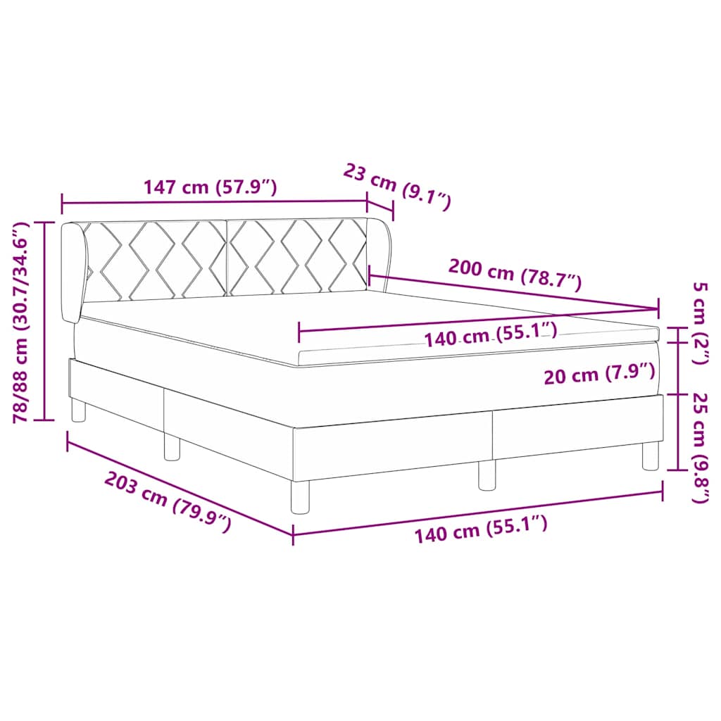 Lit à ressorts avec matelas gris foncé 80x200 cm en velours - XIOS