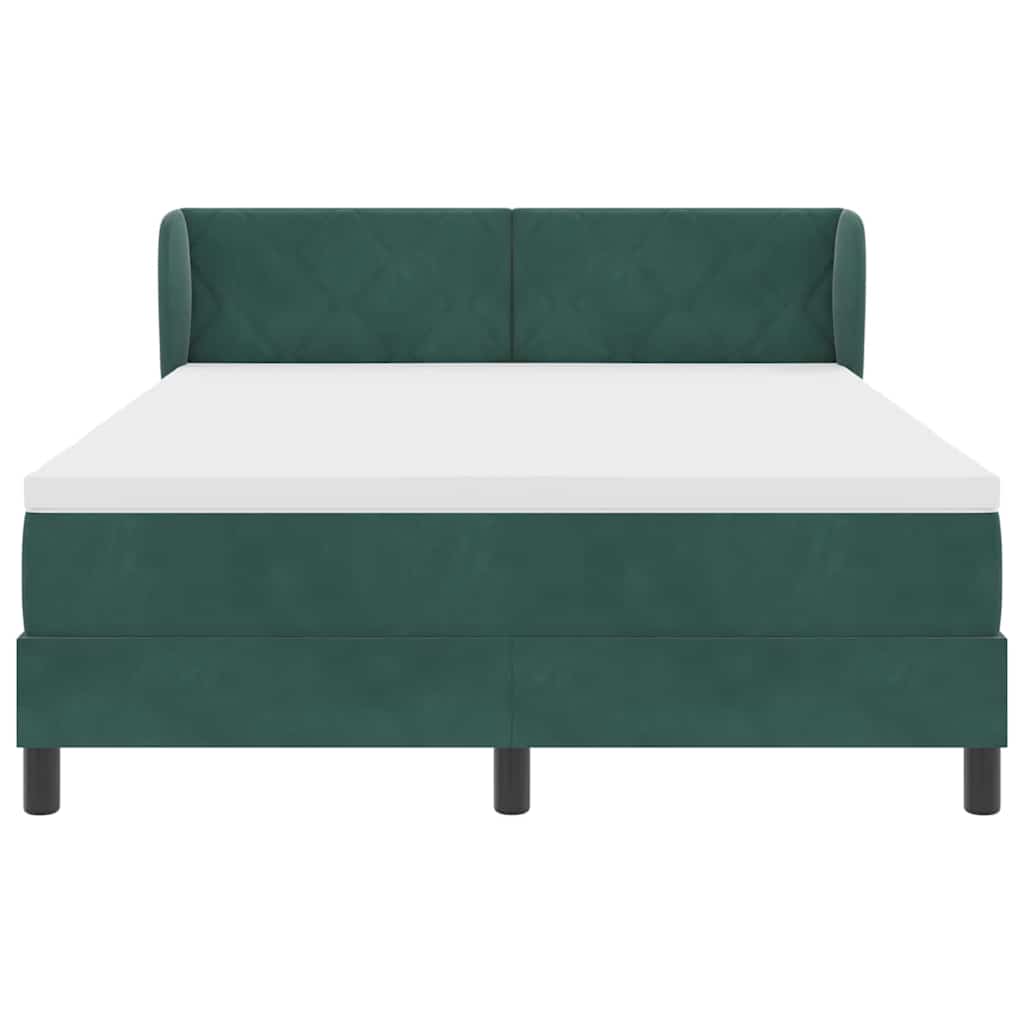 Lit à ressorts avec tête de lit Vert foncé 140 x 200 cm Velours - XIOS