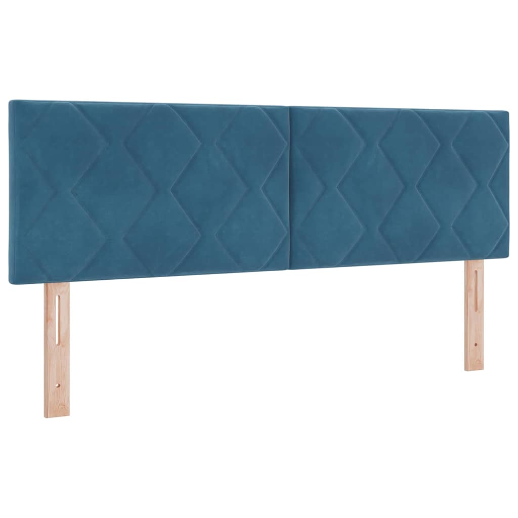 Lit à ressorts avec tête de lit Bleu foncé 160 x 200 cm Velours