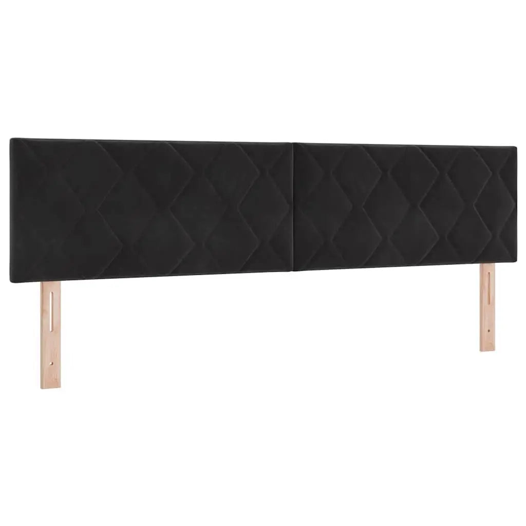 Lit à ressorts avec tête de lit Noir 180 x 200 cm Velours - XIOS