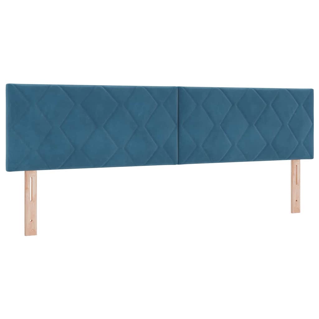 Lit à ressorts avec tête de lit Bleu foncé 180 x 200 cm Velours - XIOS