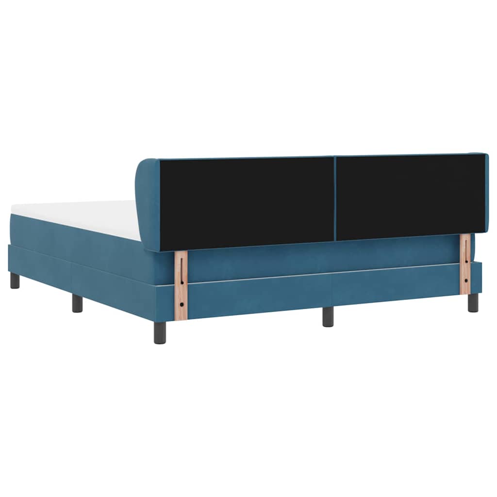 Lit à ressorts avec tête de lit Bleu foncé 180 x 200 cm Velours - XIOS