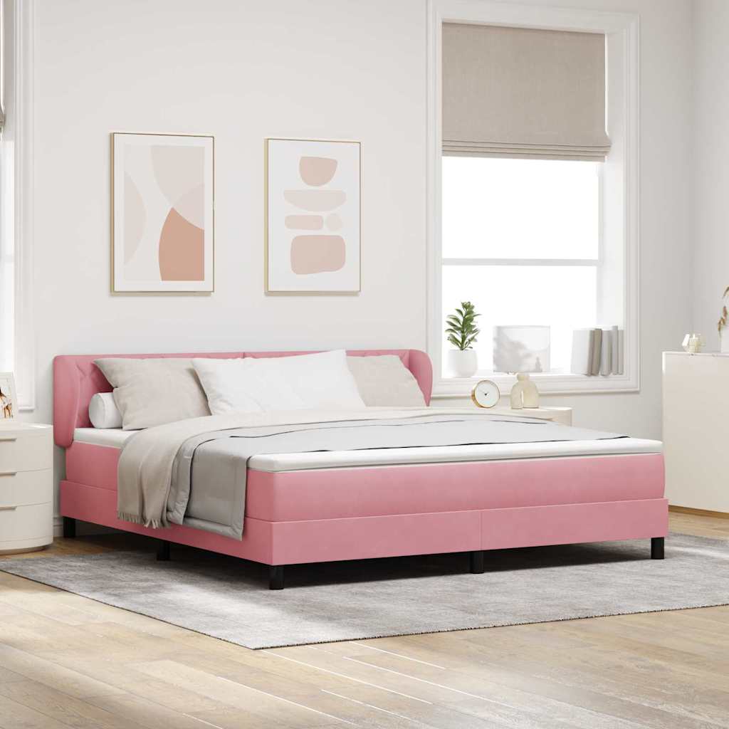 Lit à ressorts avec tête de lit Rose 180 x 200 cm Velours - XIOS