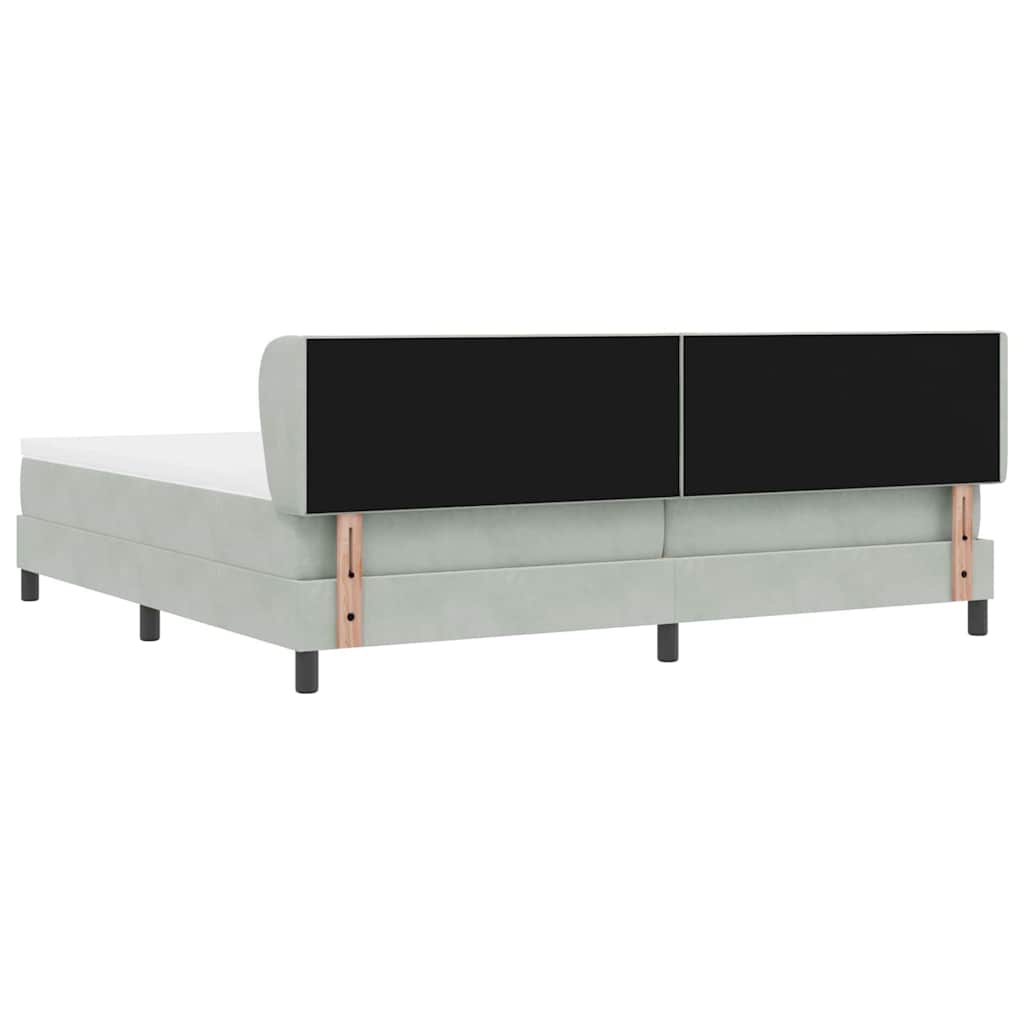 Lit à ressorts avec tête de lit Gris clair 200 x 200 cm Velours