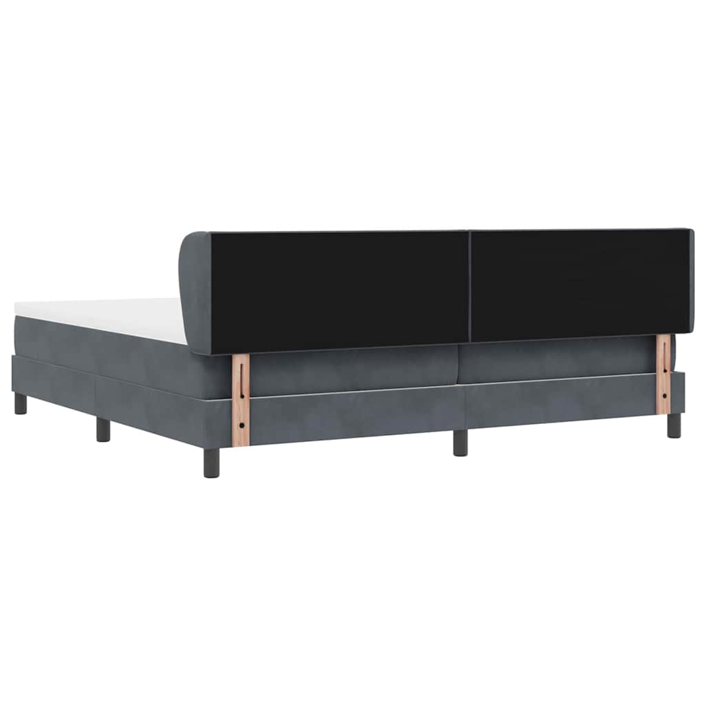 Lit à ressorts avec tête de lit Gris foncé 200 x 200 cm Velours