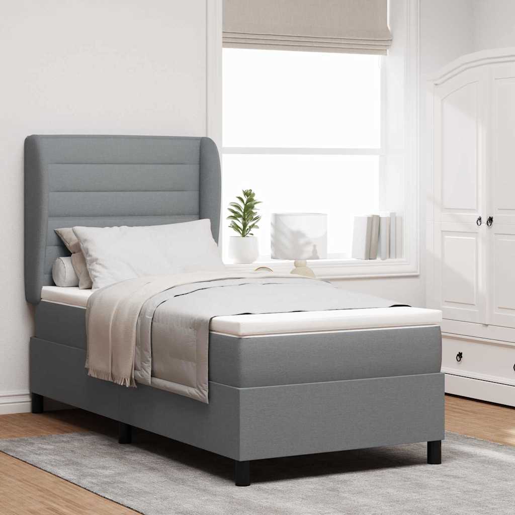Lit à ressorts avec matelas Gris clair 80 x 200 cm tissu - XIOS