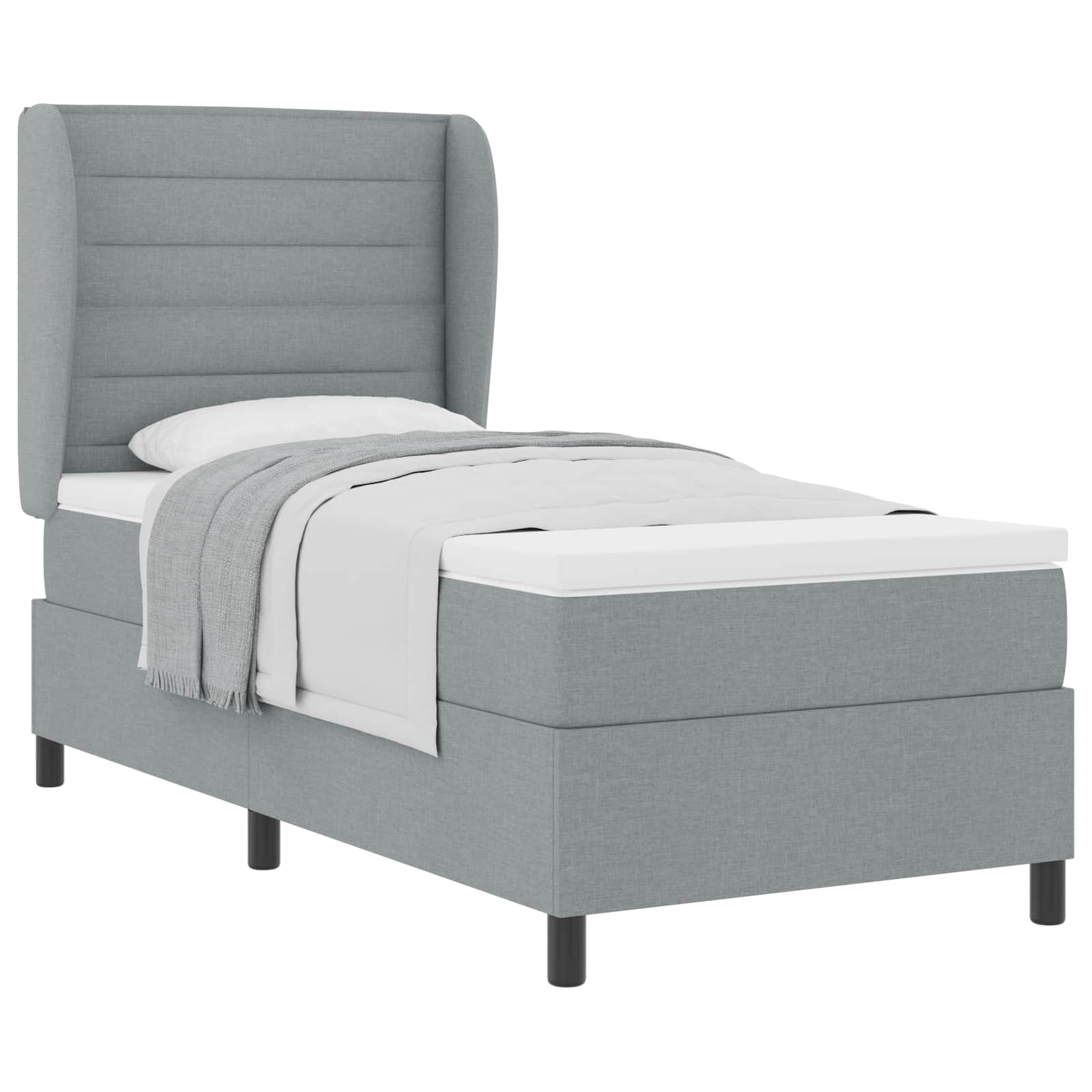 Lit à ressorts avec matelas Gris clair 80 x 200 cm tissu - XIOS