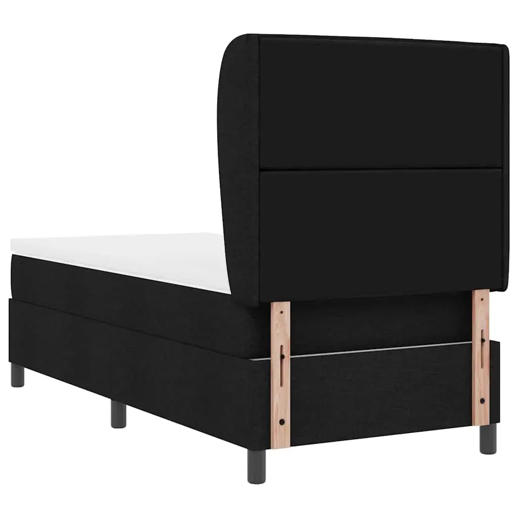 Lit à ressorts avec matelas Noir 90 x 190 cm tissu - XIOS