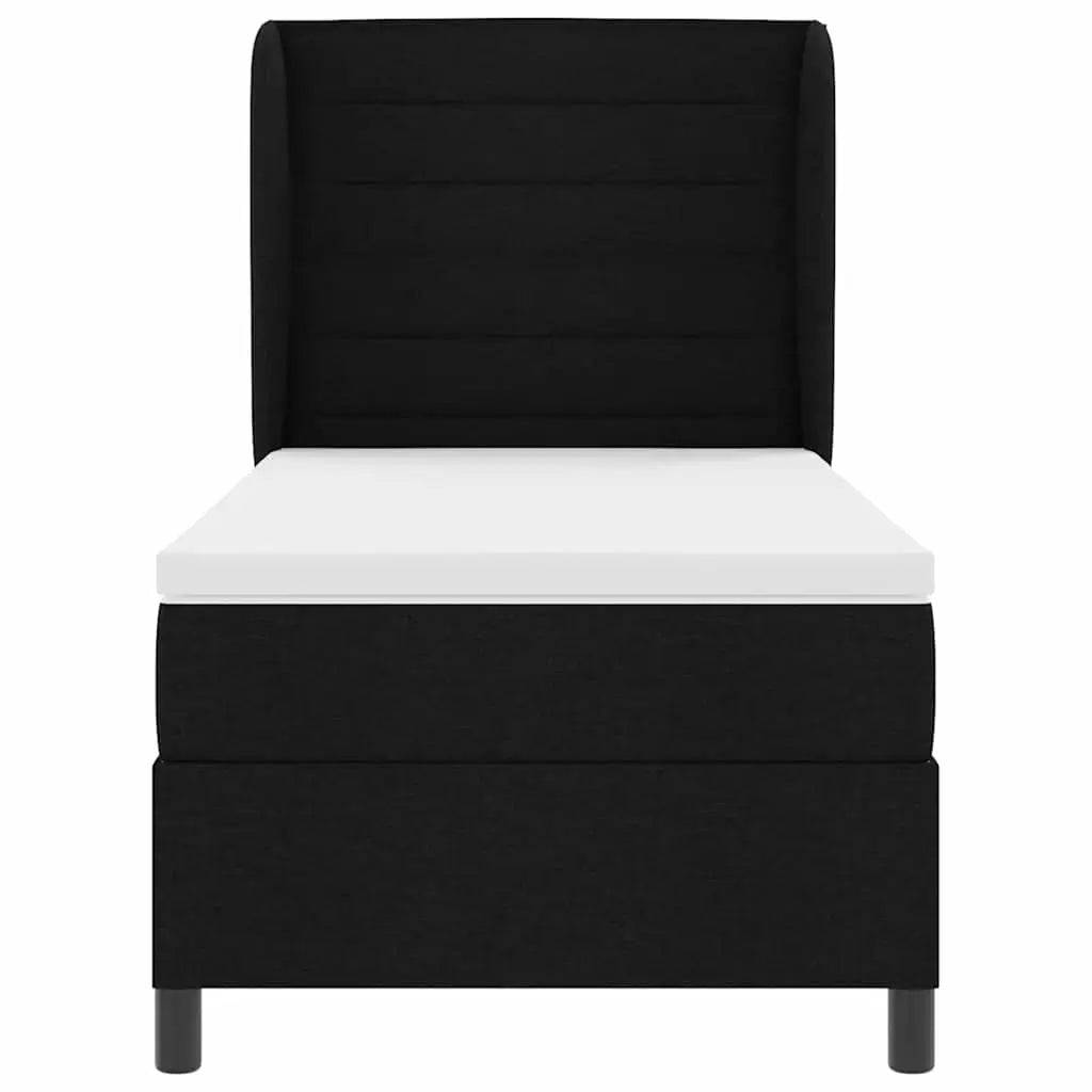 Lit à ressorts avec matelas Noir 90 x 190 cm tissu - XIOS