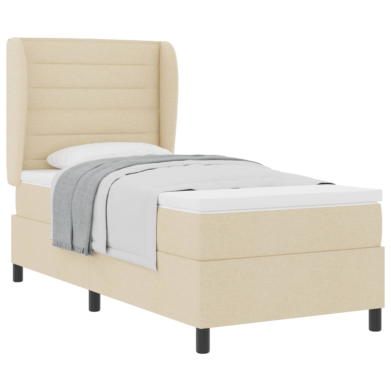 Lit à ressorts avec matelas Crème 90 x 190 cm tissu - XIOS