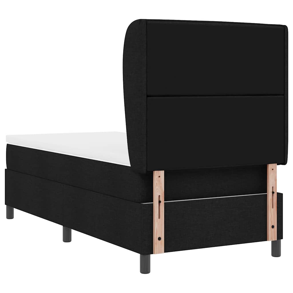 Lit à ressorts avec matelas Noir 90 x 200 cm tissu - XIOS