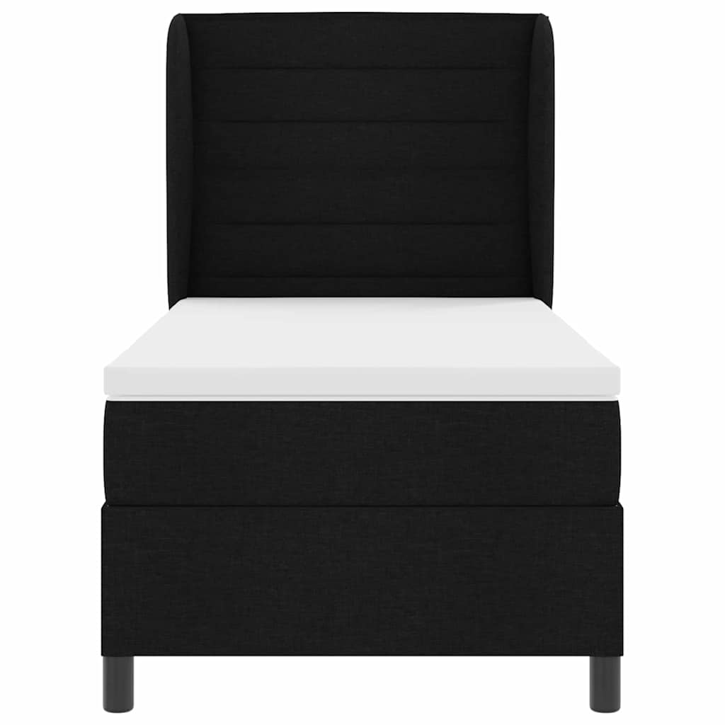 Lit à ressorts avec matelas Noir 90 x 200 cm tissu - XIOS