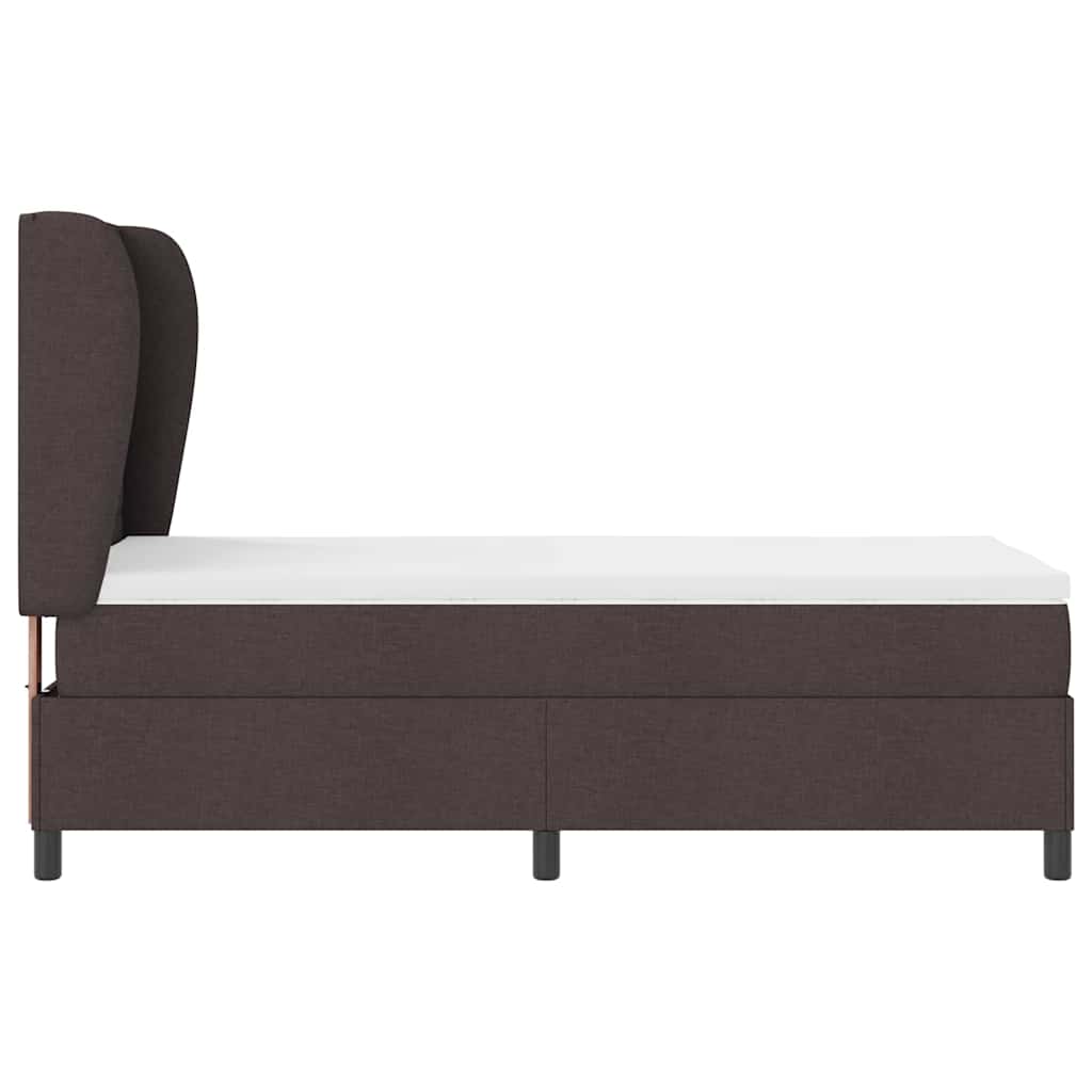 Lit à ressorts avec matelas Marron foncé 90 x 200 cm tissu - XIOS