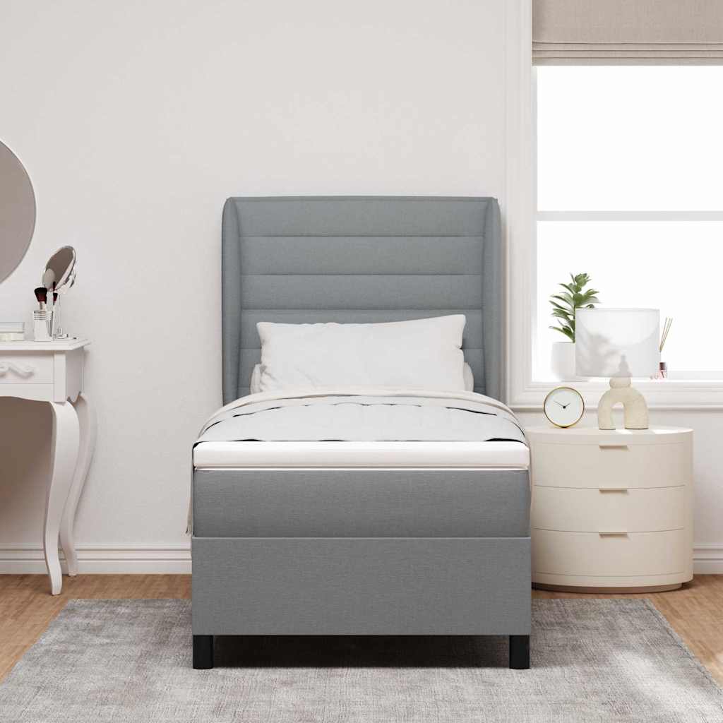Lit à ressorts avec matelas Gris clair 100 x 200 cm tissu - XIOS