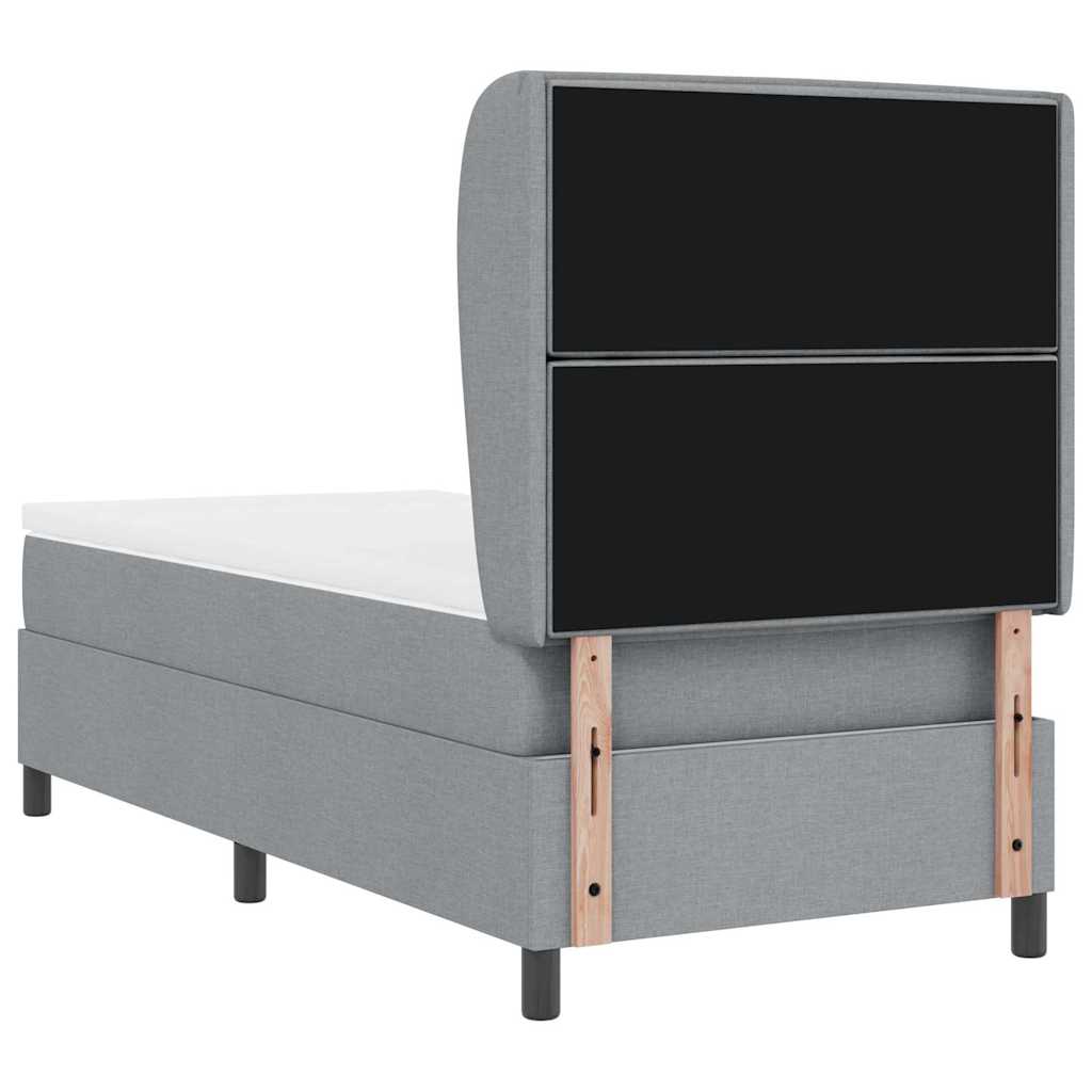 Lit à ressorts avec matelas Gris clair 100 x 200 cm tissu - XIOS