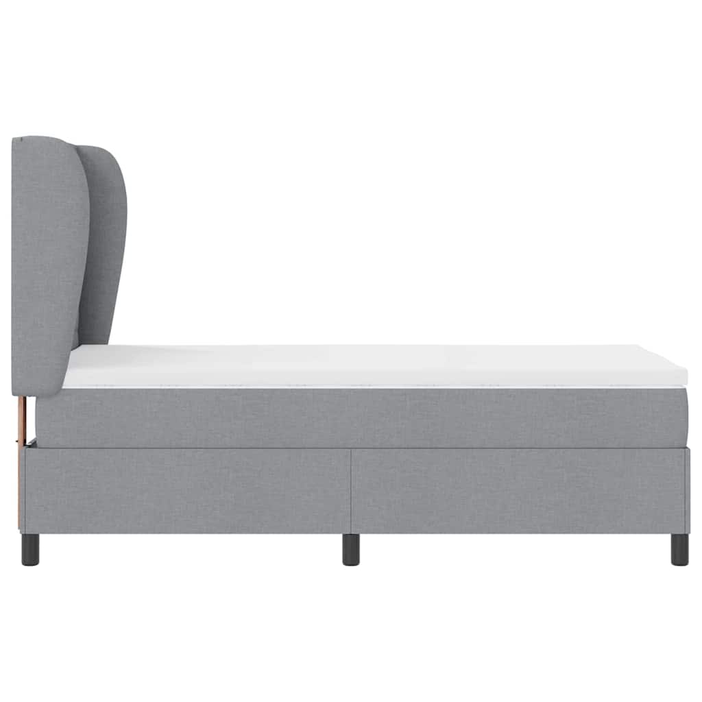 Lit à ressorts avec matelas Gris clair 100 x 200 cm tissu - XIOS