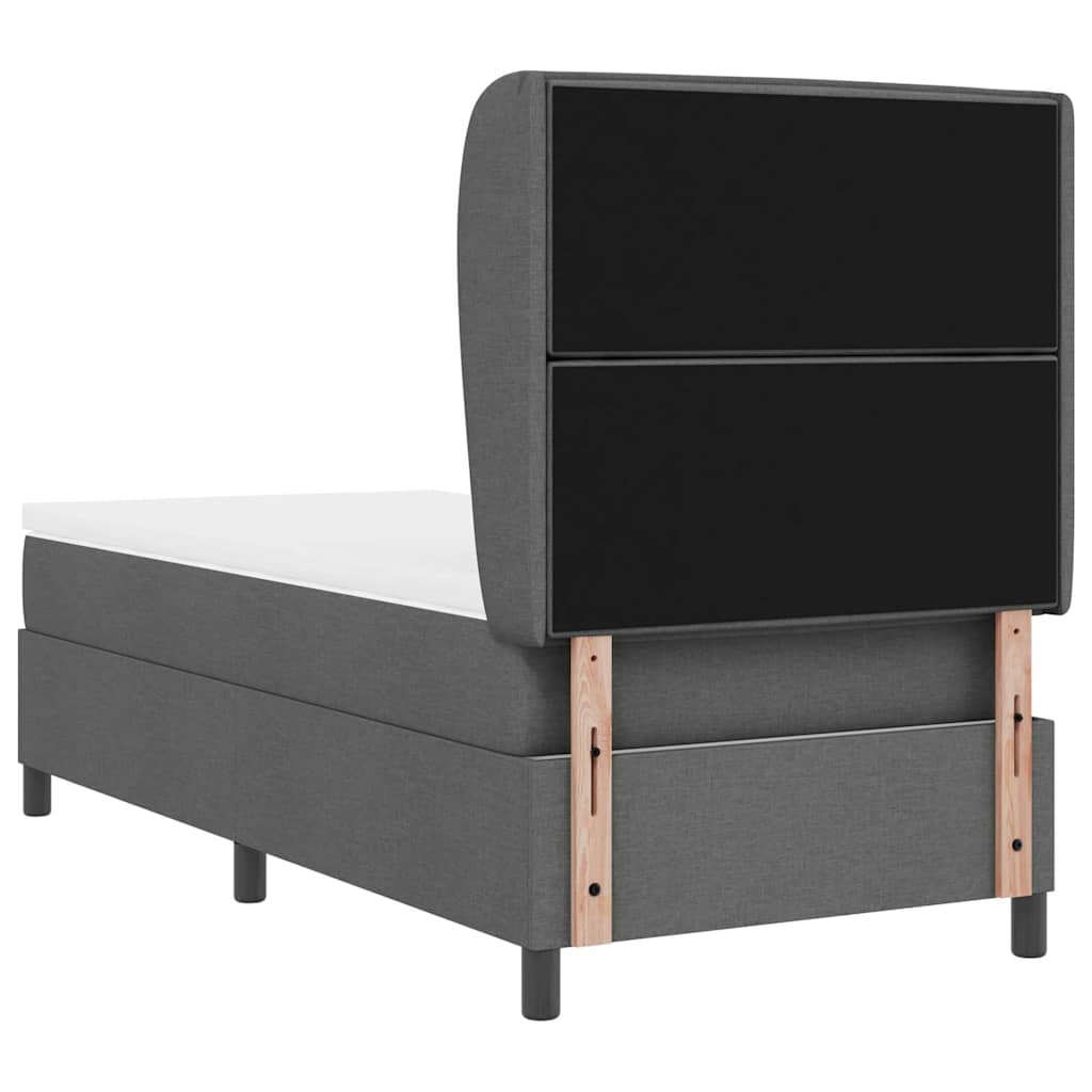 Lit à ressorts avec matelas Gris foncé 100 x 200 cm tissu - XIOS