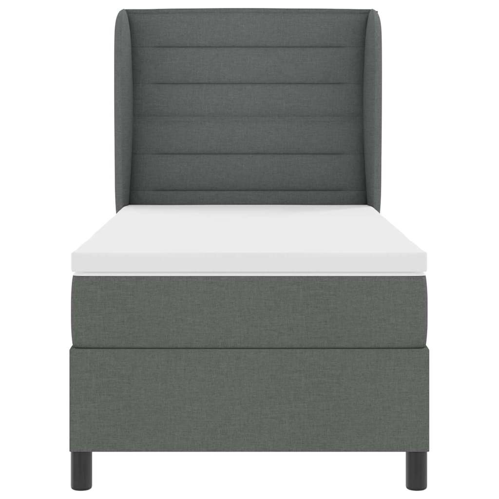 Lit à ressorts avec matelas Gris foncé 100 x 200 cm tissu - XIOS
