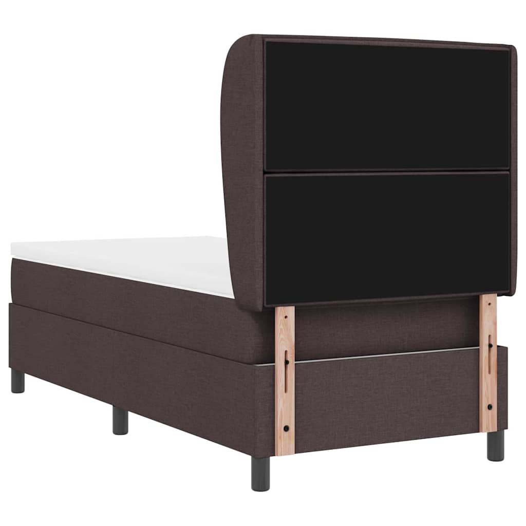 Lit à ressorts avec matelas Marron foncé 100 x 200 cm tissu
