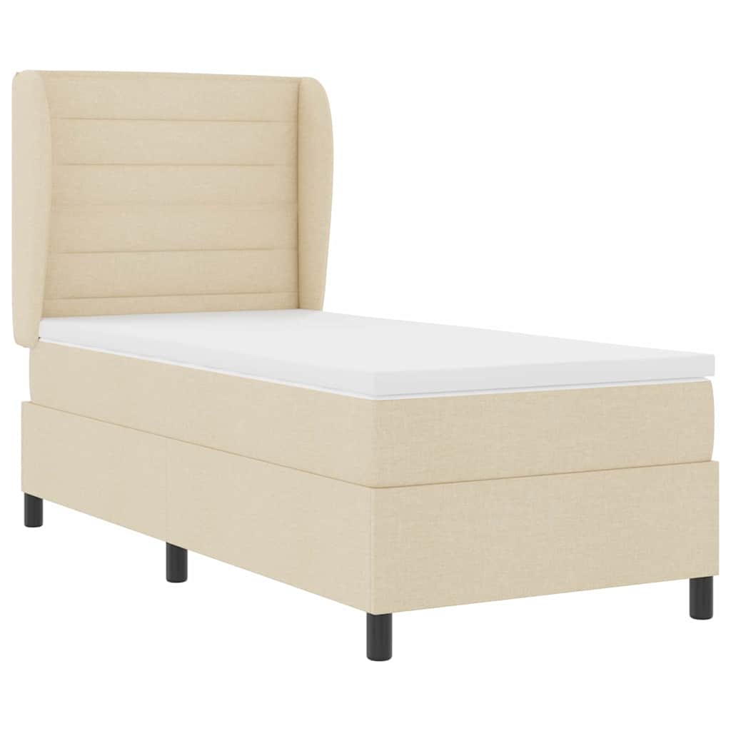 Lit à ressorts avec matelas Crème 100 x 200 cm tissu - XIOS