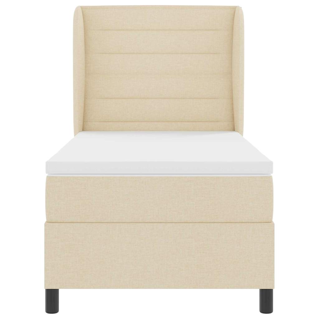 Lit à ressorts avec matelas Crème 100 x 200 cm tissu - XIOS