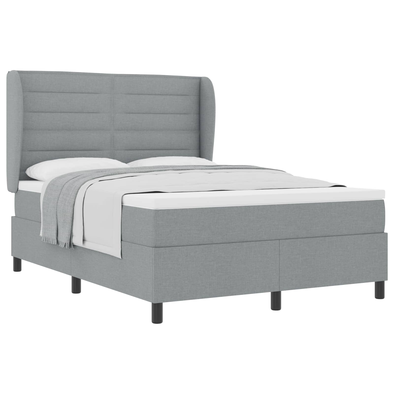 Lit à ressorts avec matelas Gris clair 140 x 190 cm tissu - XIOS