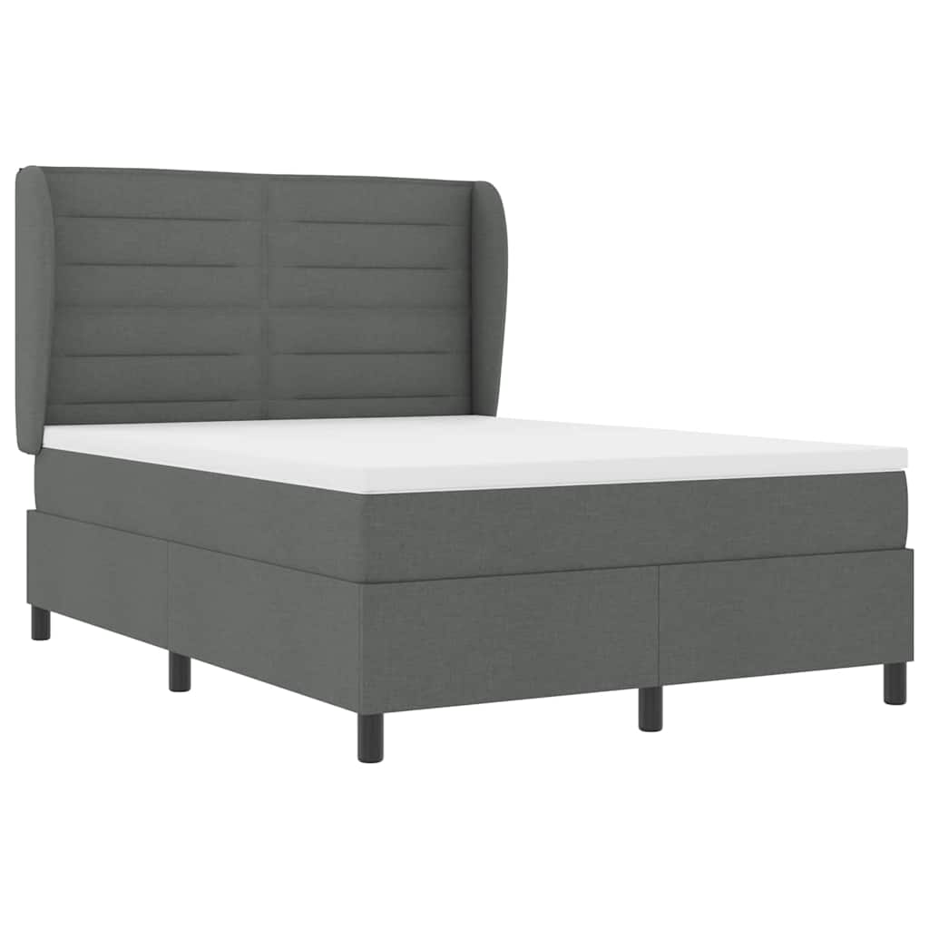 Lit à ressorts avec matelas Gris foncé 140 x 190 cm tissu - XIOS