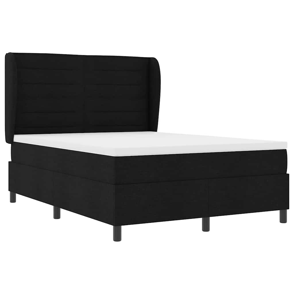Lit à ressorts avec matelas Noir 140 x 190 cm tissu - XIOS
