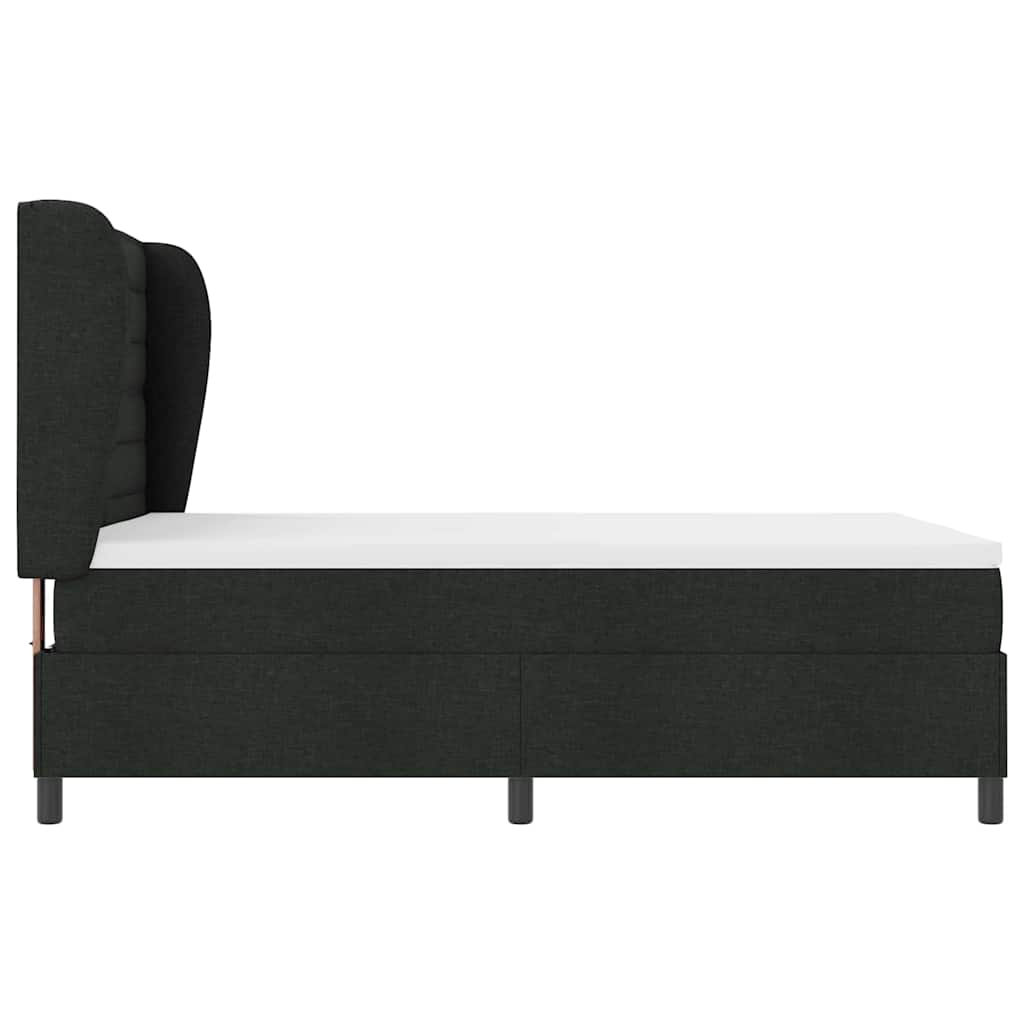 Lit à ressorts avec matelas Noir 140 x 190 cm tissu - XIOS