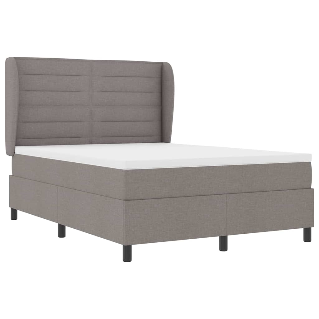 Lit à ressorts avec matelas Taupe 140 x 190 cm tissu - XIOS